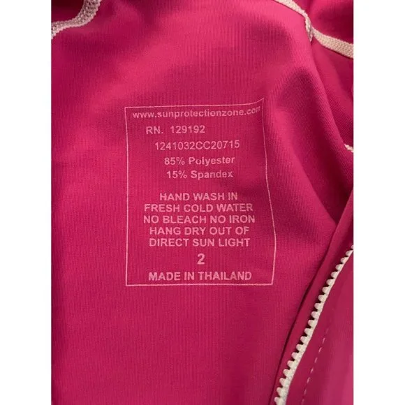 Sun Skinz Toddler Pink Hooded One-Piece Swim Swimsuit UPF 50+ Long Sleeve 2 2T